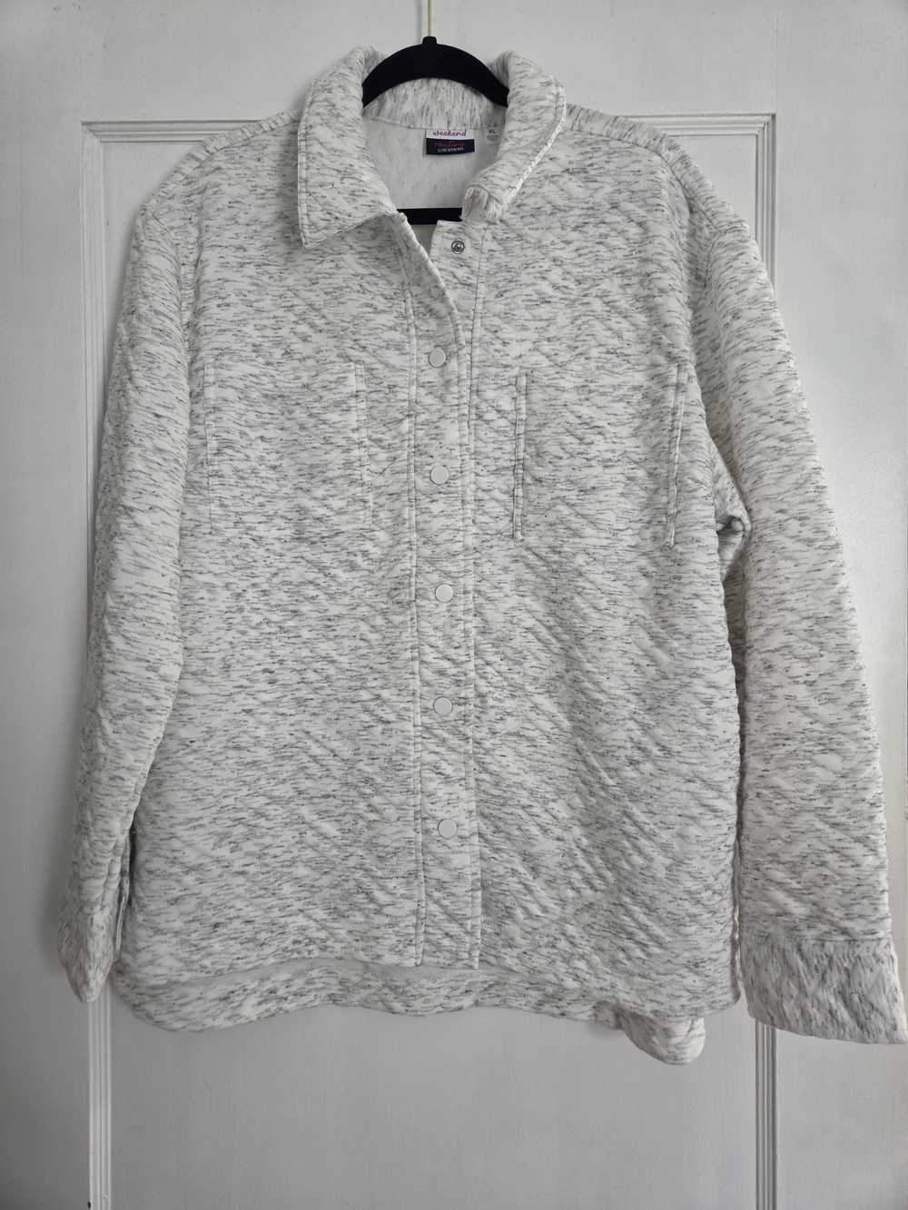 🆕️ Weekend Routine By Zac & Rachel Cozy Heathered White Snap-Front Jacket